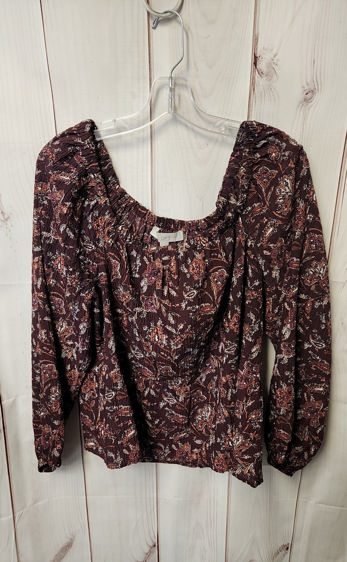 Loft Women's Size M Purple Floral Long Sleeve Top