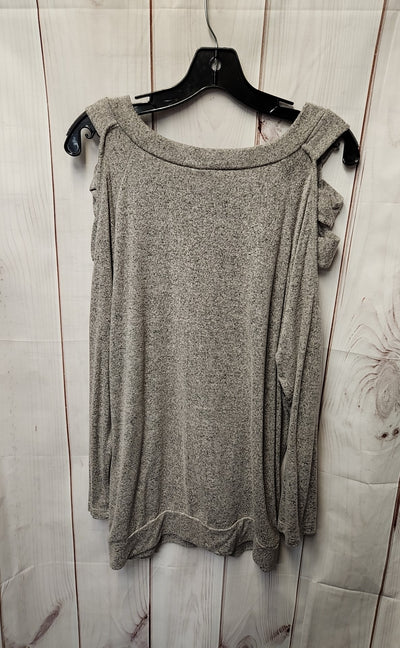 ee:some Women's Size L Gray Cold Shoulder Top