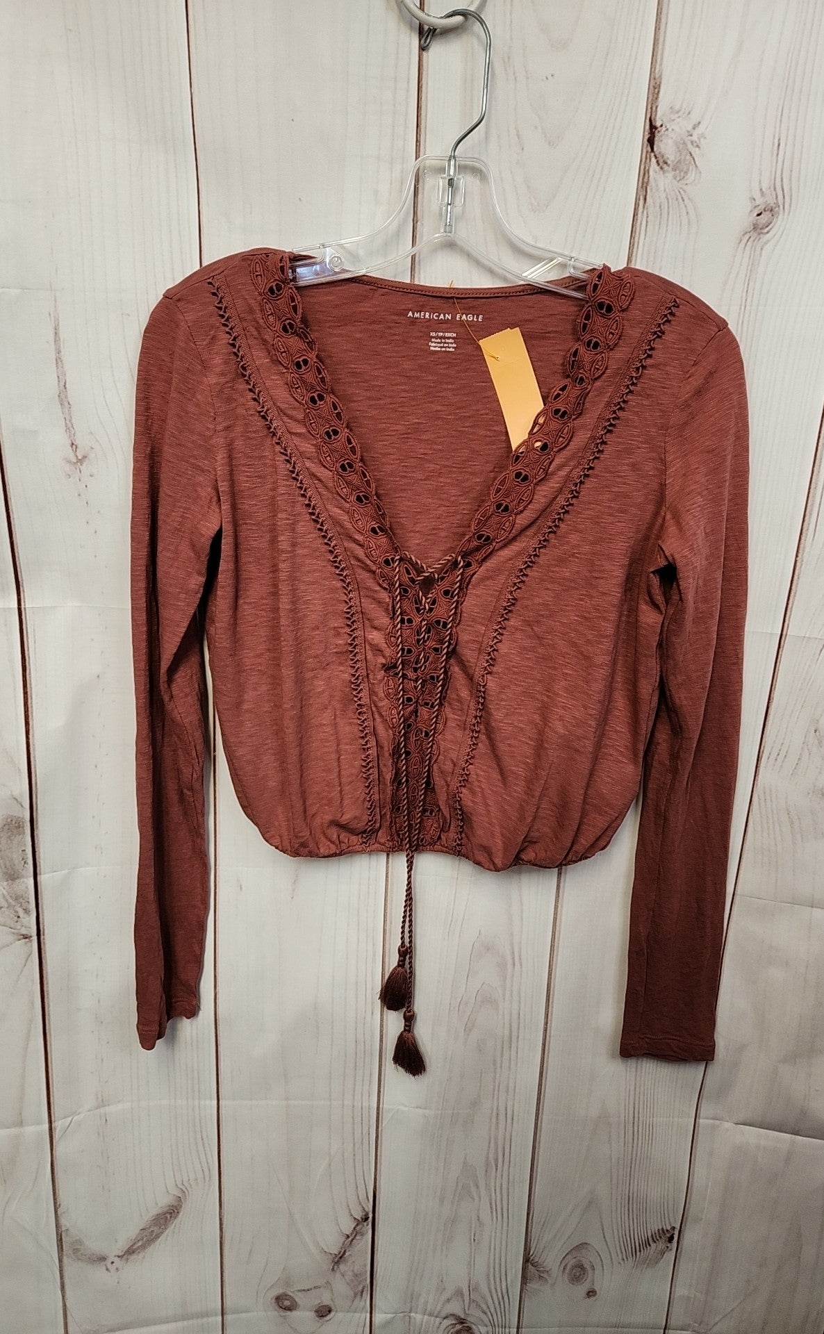 American Eagle Women's Size XS Red Long Sleeve Top