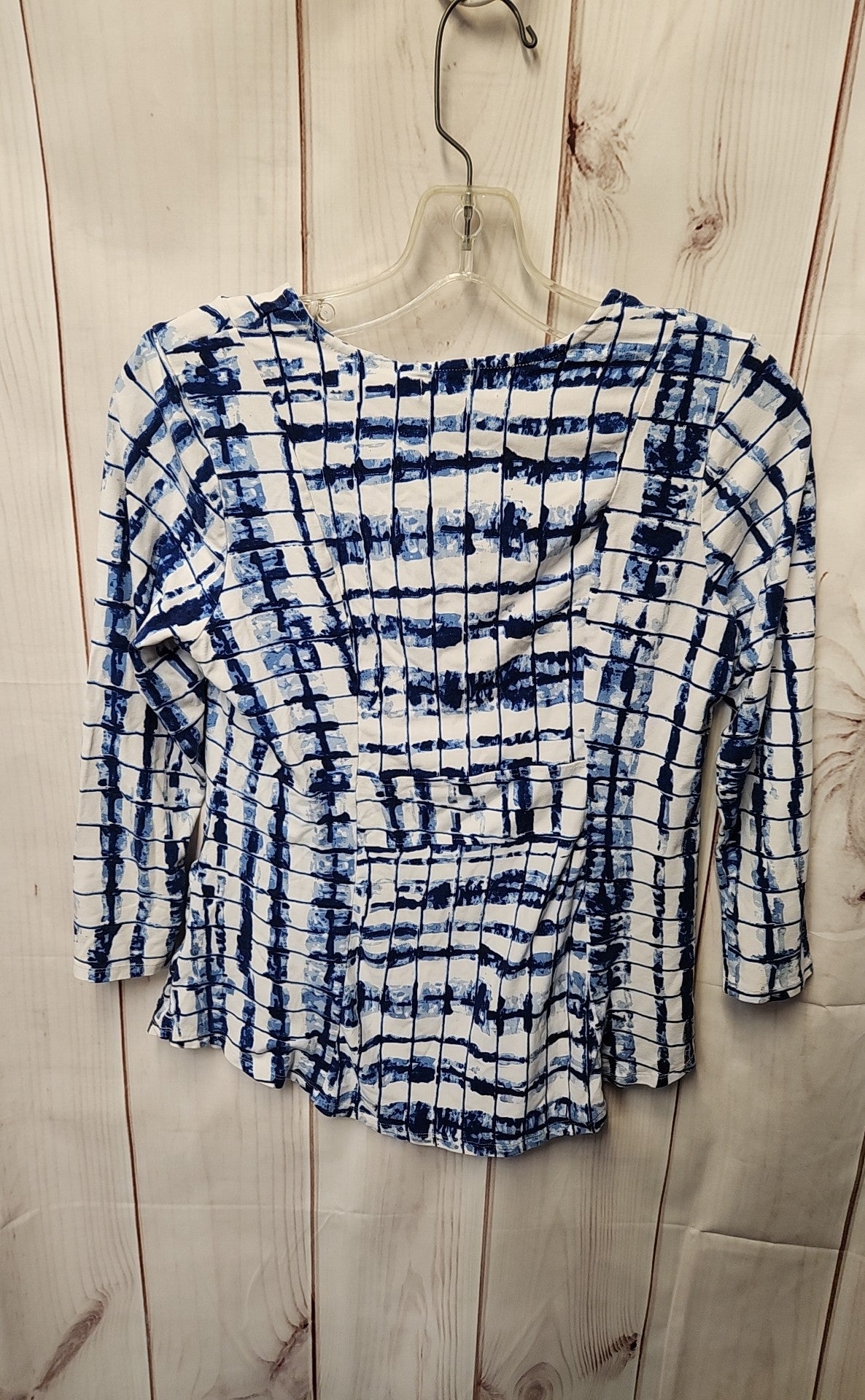 Habitat Women's Size S White & Blue 3/4 Sleeve Top