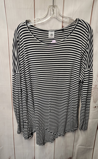 Cabi Women's Size XL Navy & White Long Sleeve Top