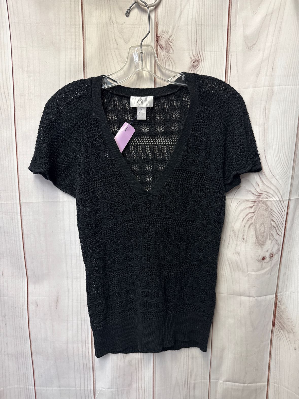 Loft Women's Size S Black Knit Short Sleeve Top