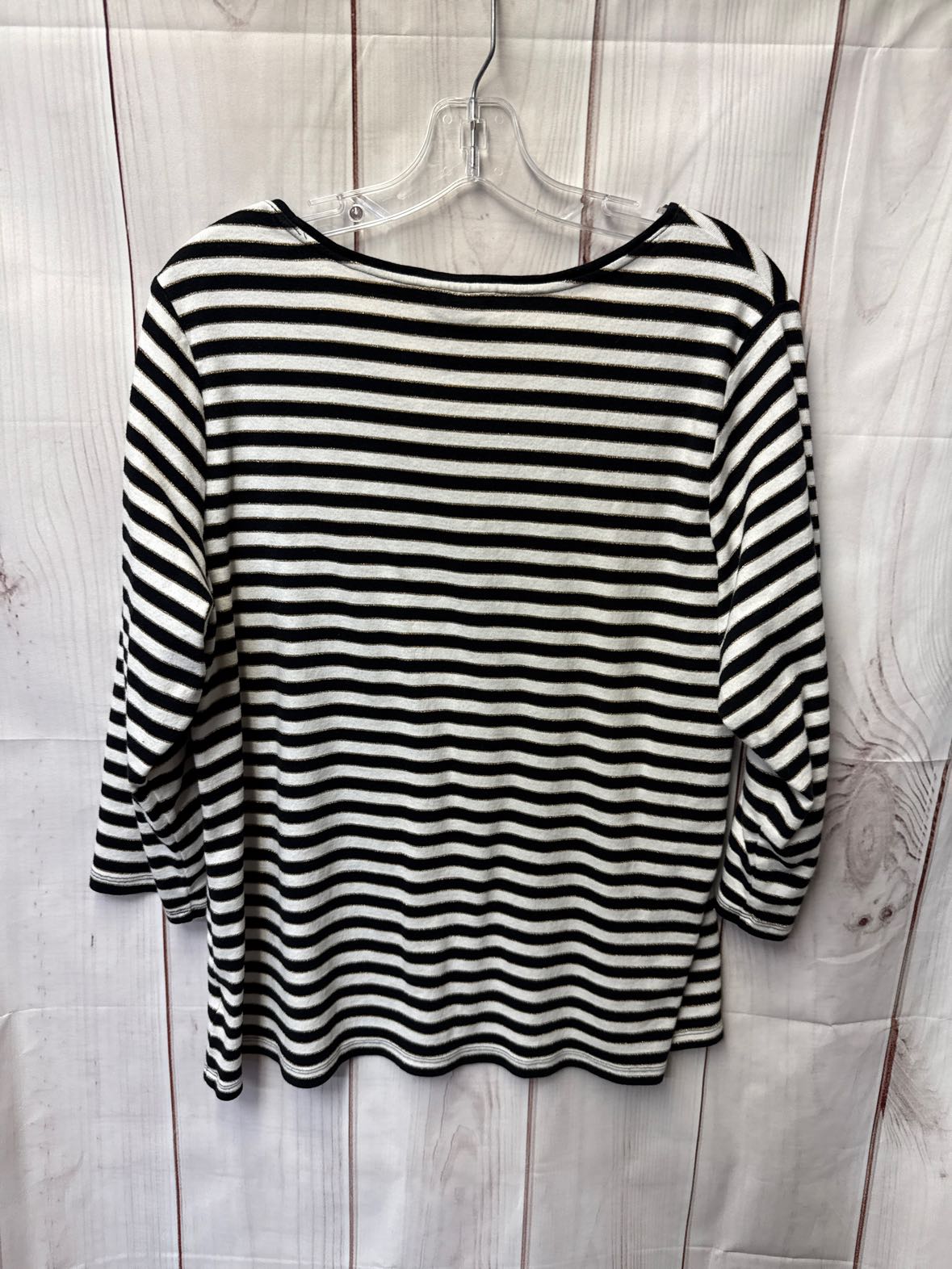 Charter Club Women's Size 2X White & Black 3/4 Sleeve Top