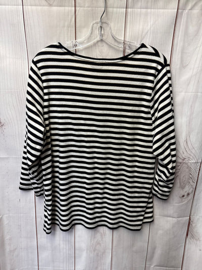 Charter Club Women's Size 2X White & Black 3/4 Sleeve Top