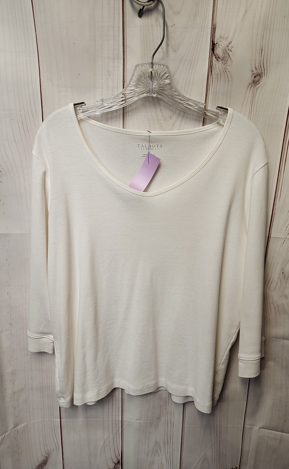 Talbots Women's Size 1X White 3/4 Sleeve Top