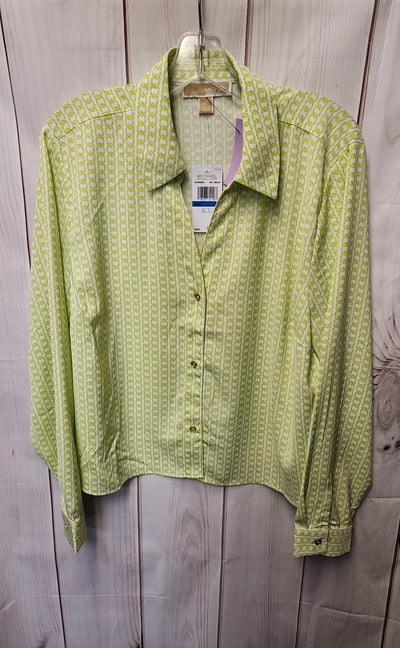 NWT Michael Kors Women's Size XL Lime Green Long Sleeve Top