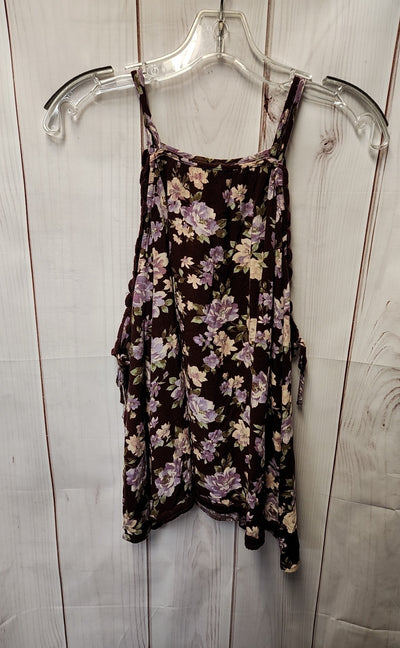 American Eagle Women's Size M Purple Floral Sleeveless Top