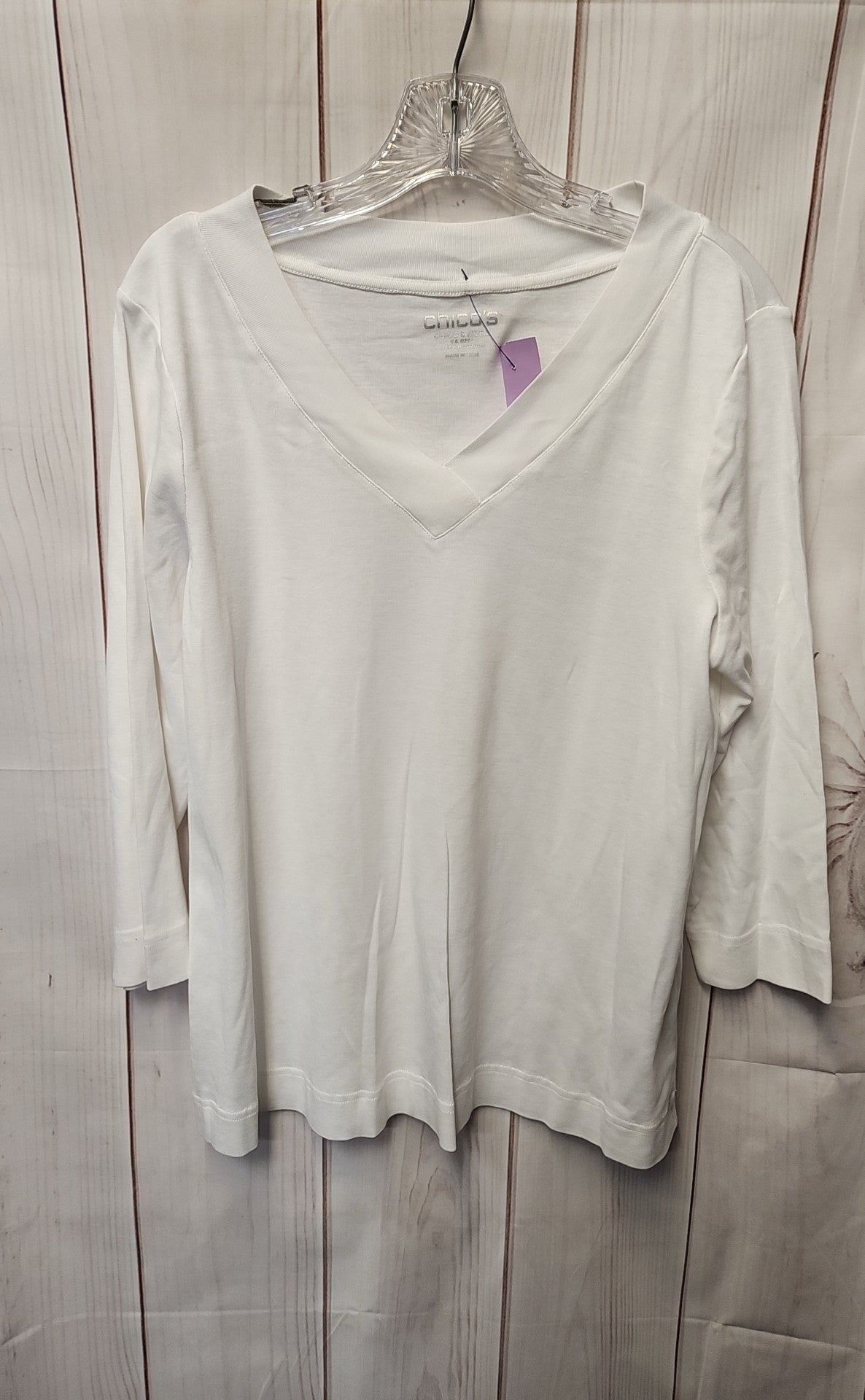 Chico's Women's Size 2 = US L White 3/4 Sleeve Top