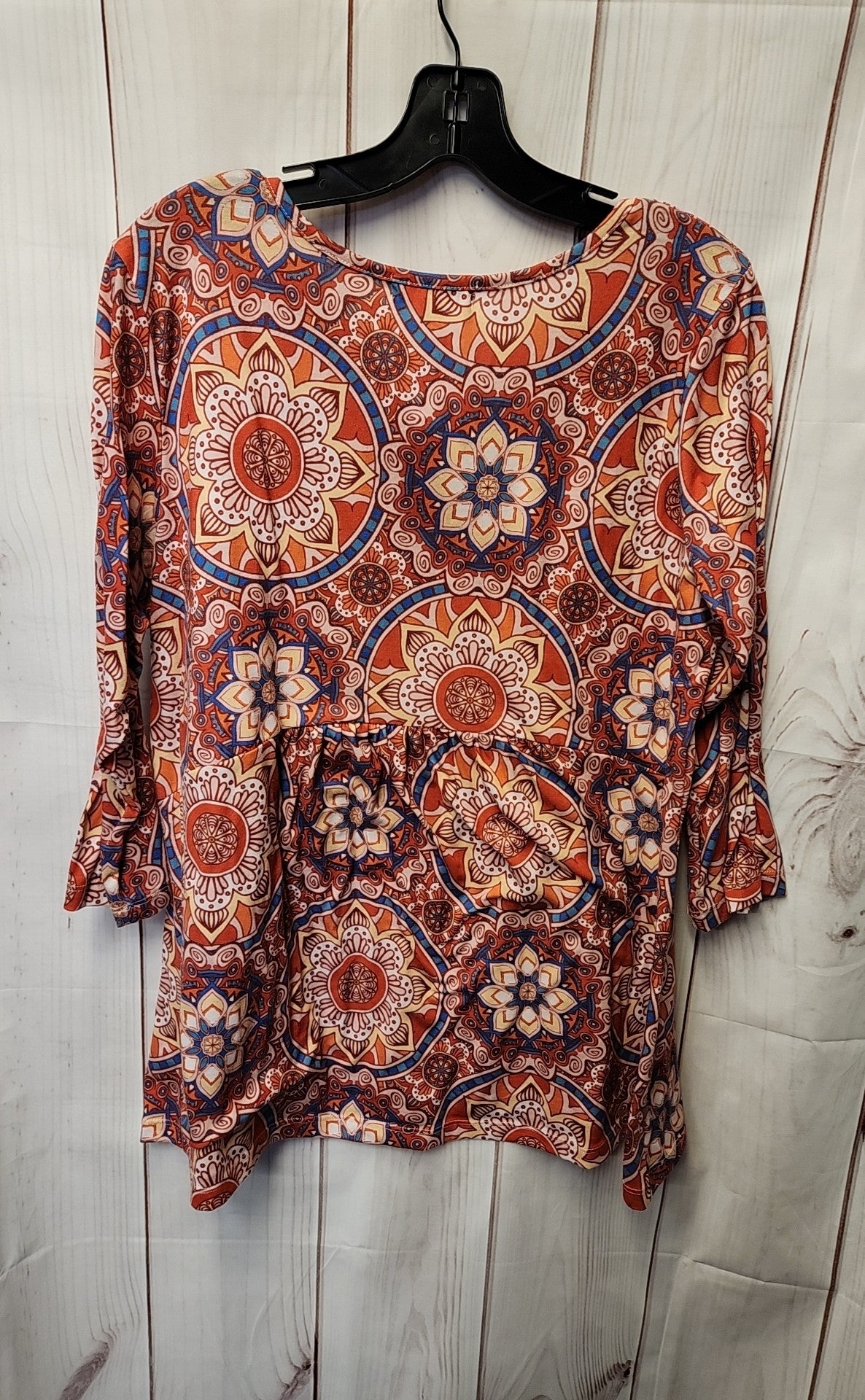 Clover + Pine Women's Size XL Orange 3/4 Sleeve Top