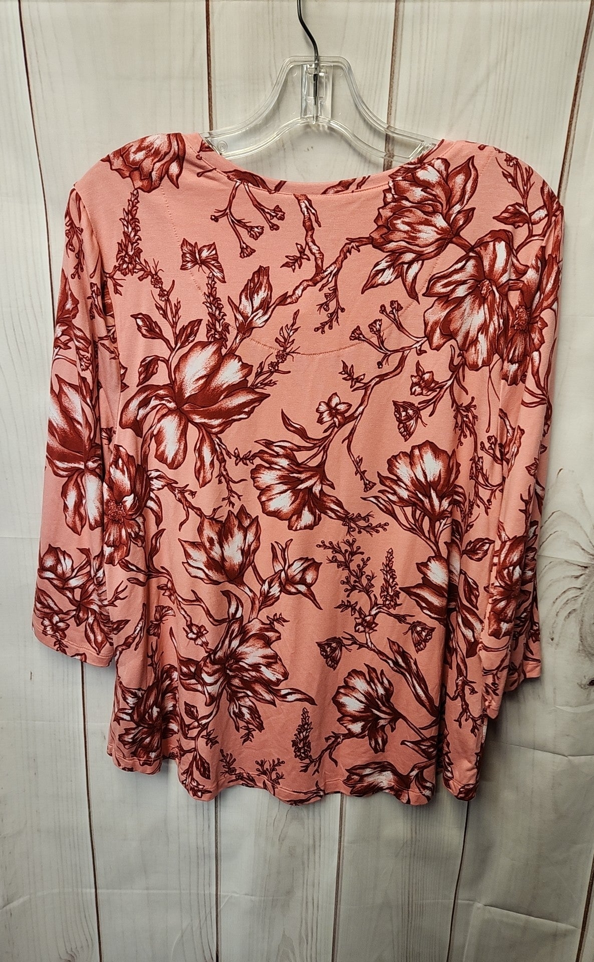 NWT JM Collection Women's Size XL Petite Pink Floral 3/4 Sleeve Top