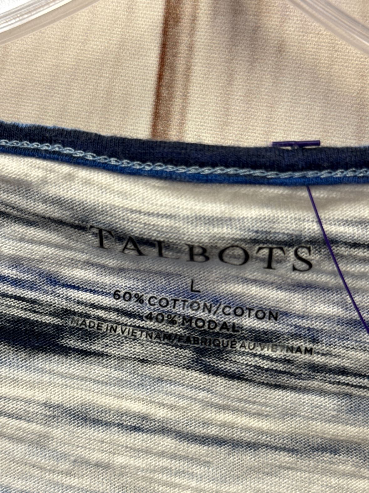 Talbots Women's Size L Blue 3/4 Sleeve Top