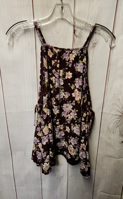 American Eagle Women's Size M Purple Floral Sleeveless Top