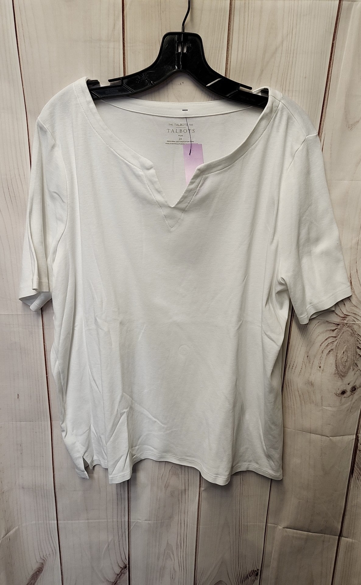 Talbots Women's Size 2X White Short Sleeve Top