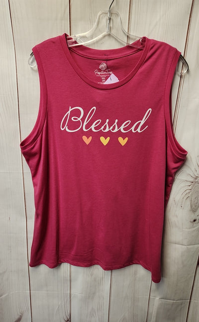 PositiviTees Women's Size XXL Pink Sleeveless Top