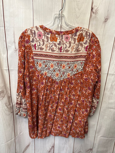 Jane & Delancey Women's Size XL Orange Floral Long Sleeve Top