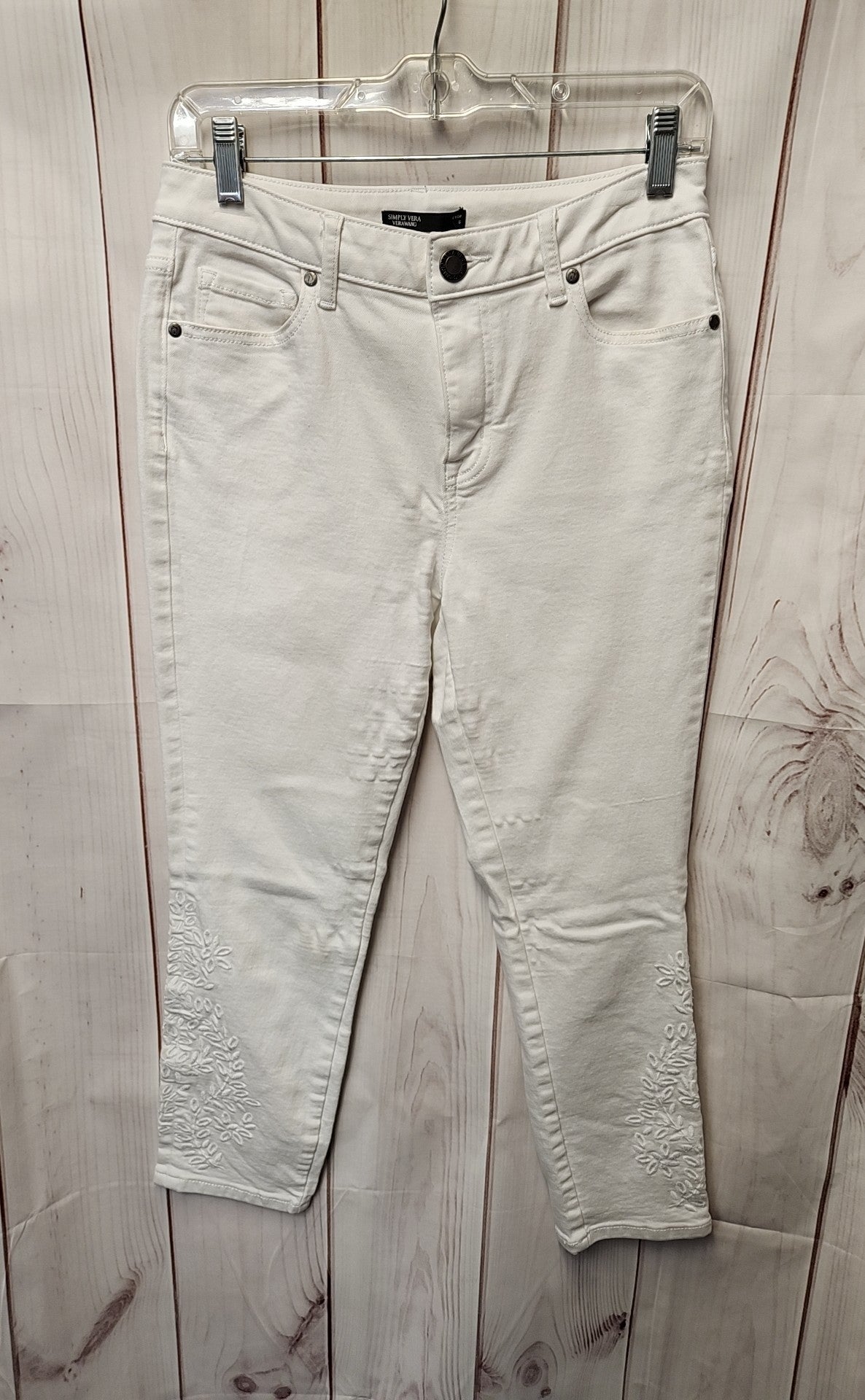 Simply Vera Women's Size 28 (5-6) White Jeans Crop