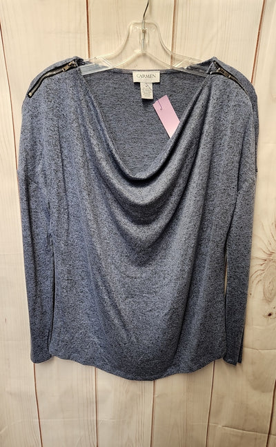 Carmen Marc Valvo Women's Size M Blue Long Sleeve Top