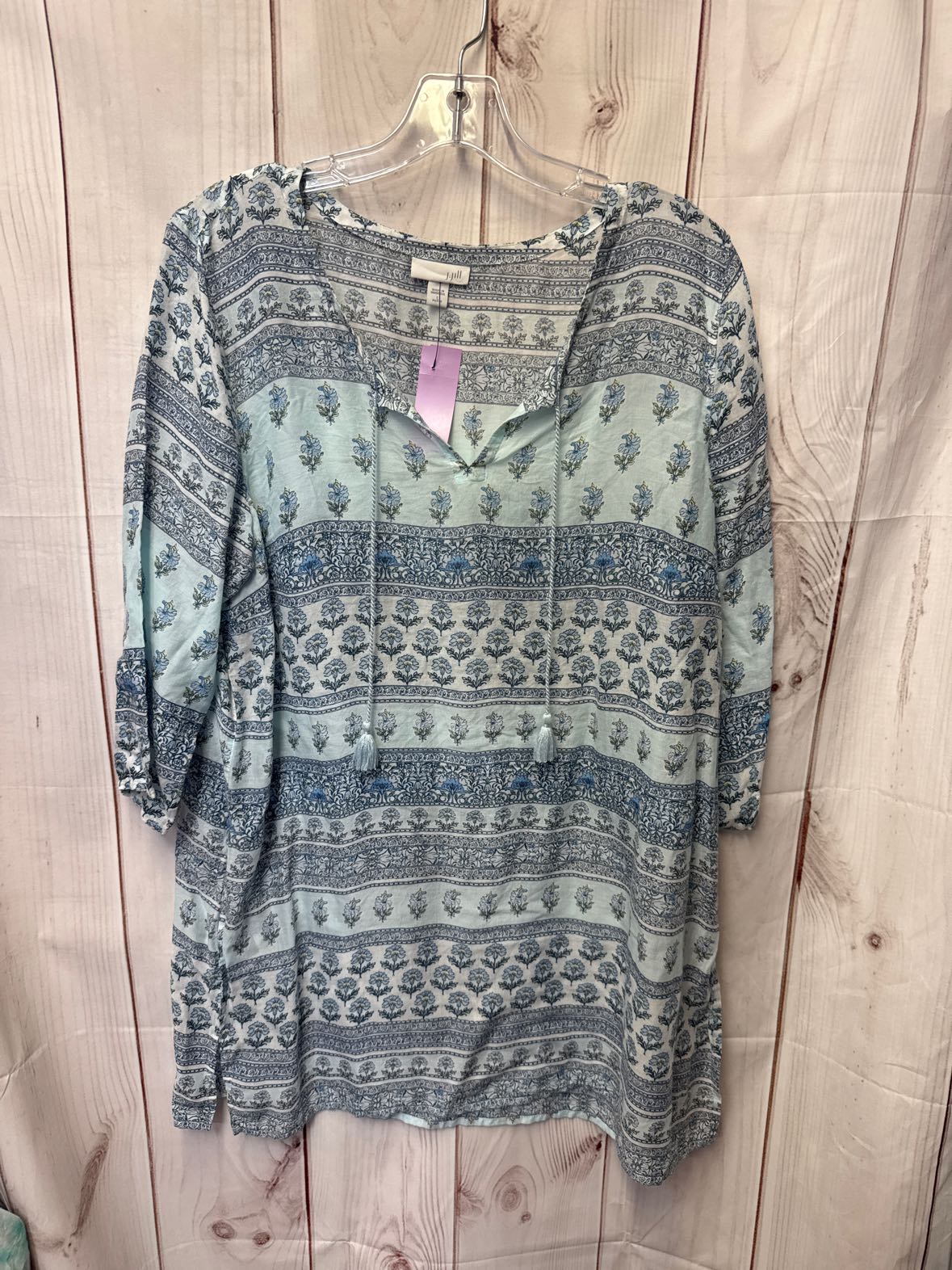 J Jill Women's Size L Petite Blue 3/4 Sleeve Top