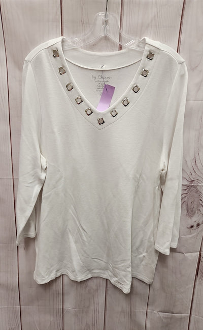 Chico's Women's Size 3 = US XL White 3/4 Sleeve Top