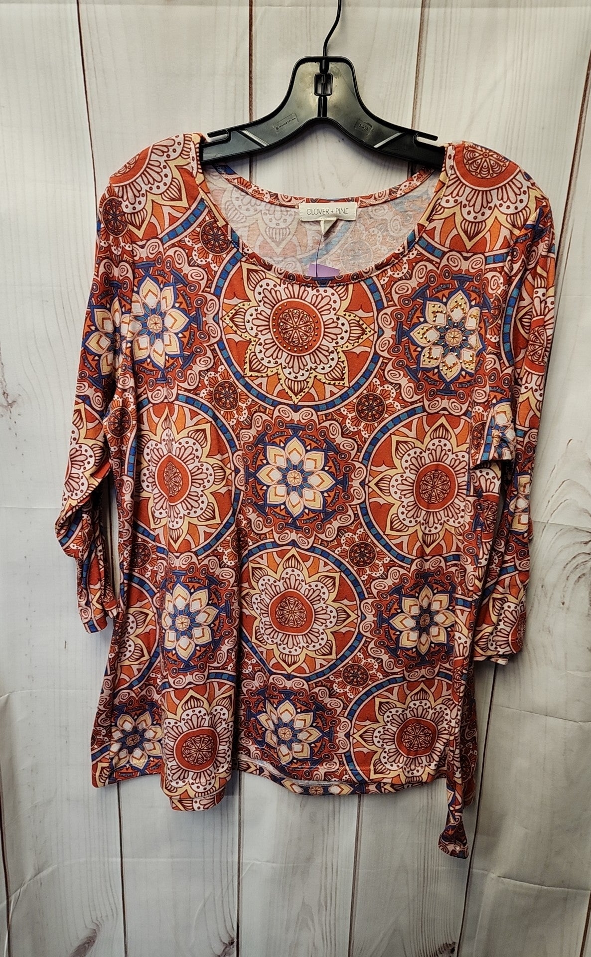 Clover + Pine Women's Size XL Orange 3/4 Sleeve Top