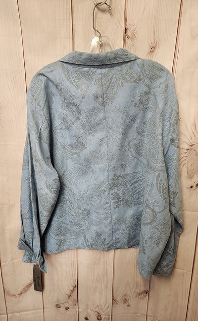 Keneth Too! Women's Size 2X Blue Long Sleeve Top