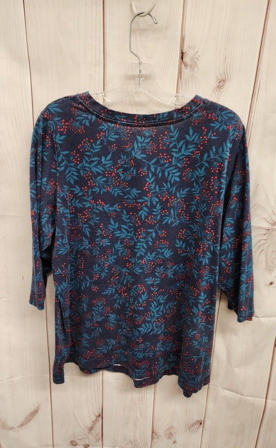 Woman Within Women's Size 18/20 Navy Floral 3/4 Sleeve Top