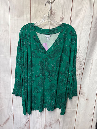 Liz Claiborne Women's Size 2X Green 3/4 Sleeve Top