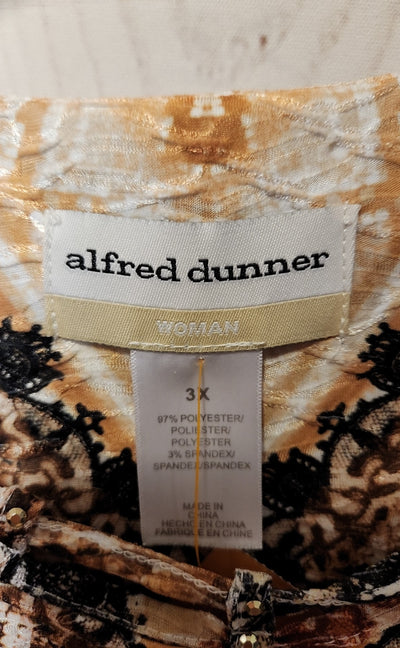 Alfred Dunner Women's Size 3X Brown 3/4 Sleeve Top