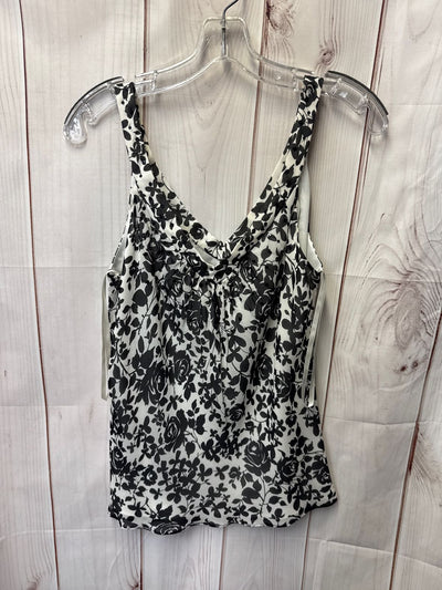 Ann Taylor Women's Size 12 White & Black Floral Sleeveless Top