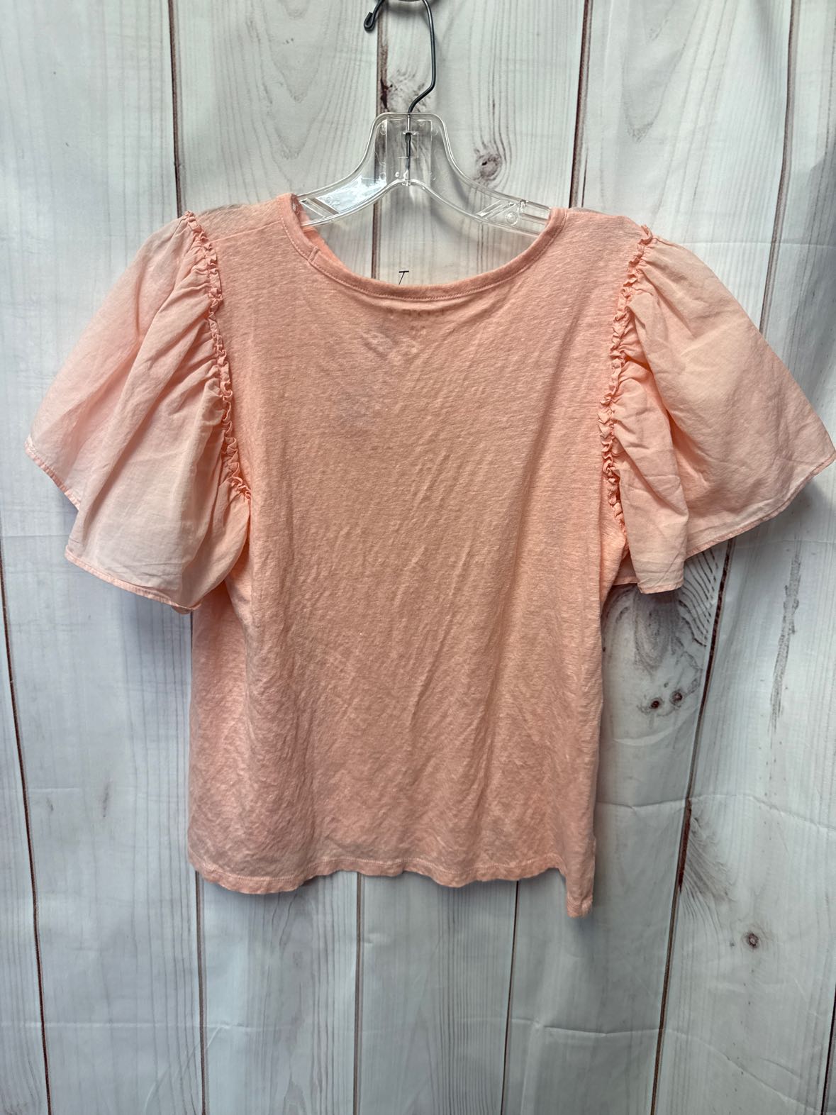 Loft Women's Size M Peach Linen Short Sleeve Top