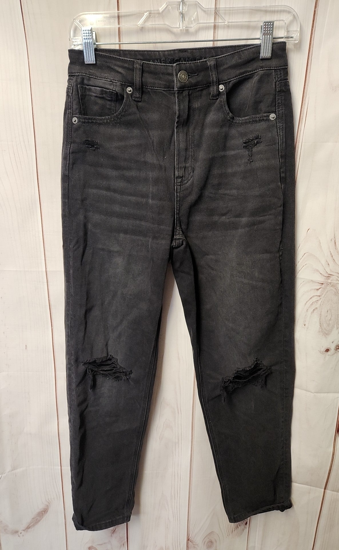 American Eagle Women's Size 26 (1-2) Black Jeans Mom Straight Jean