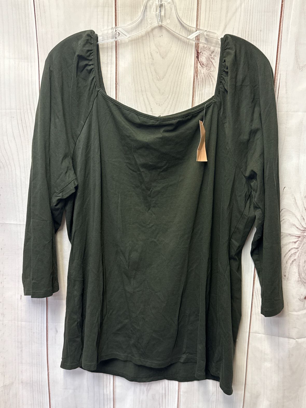 NWT Loft Women's Size 14 Olive Green 3/4 Sleeve Top