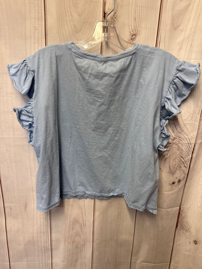 Zara Women's Size L Light Blue Short Sleeve Top