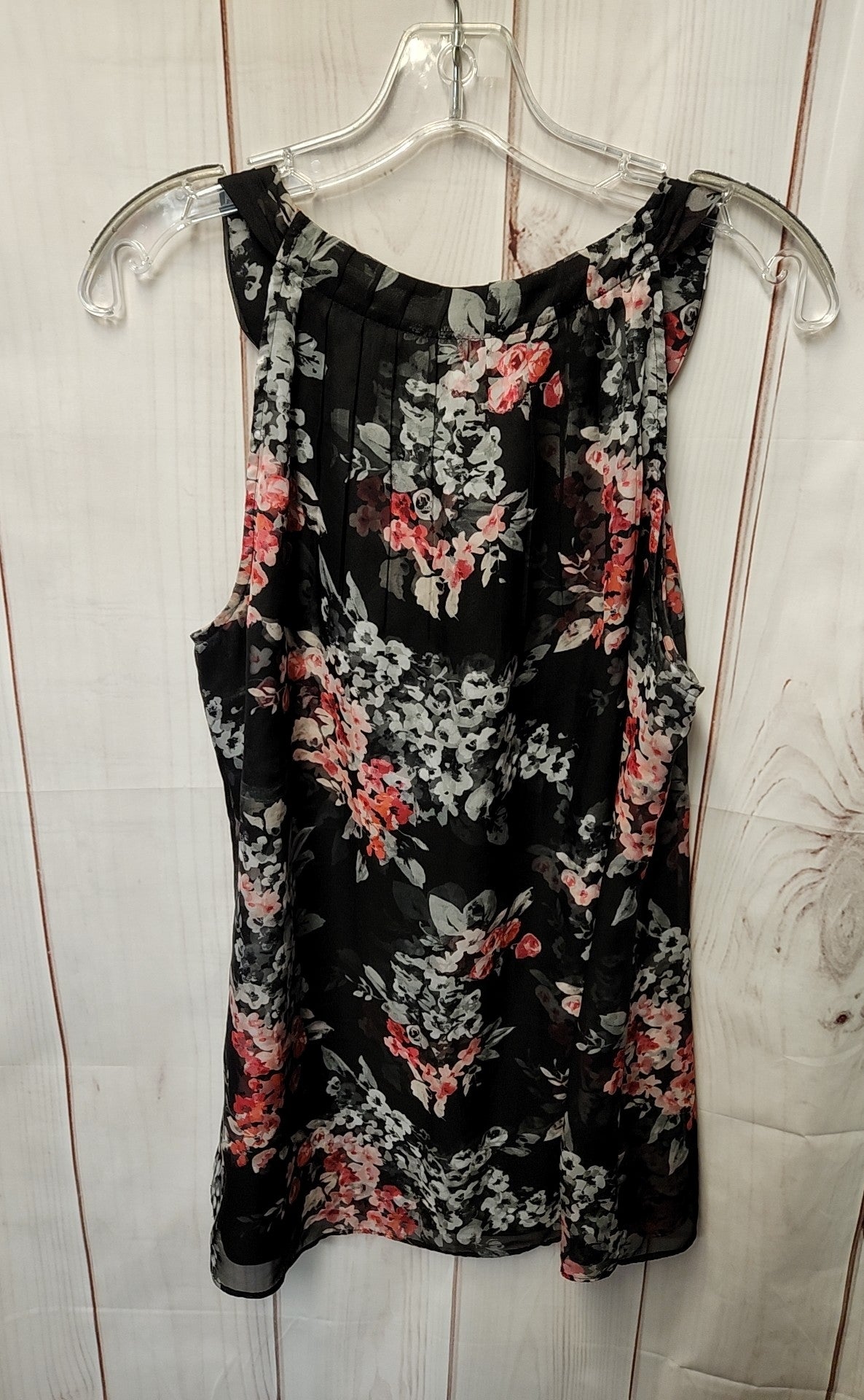 White House Black Market Women's Size 10 Black Floral Sleeveless Top