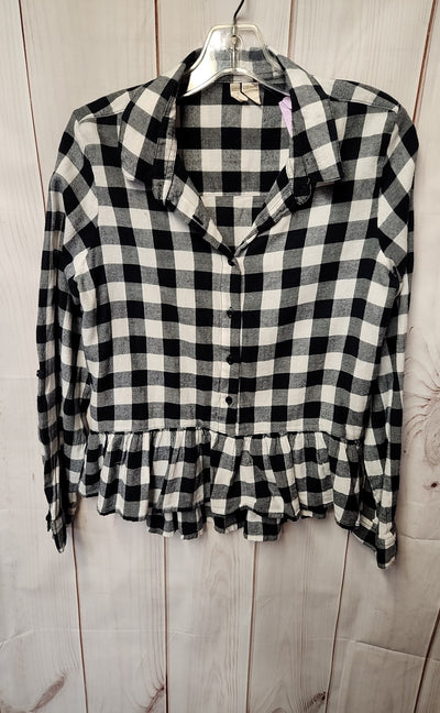 Japna Women's Size L Black & White Long Sleeve Top