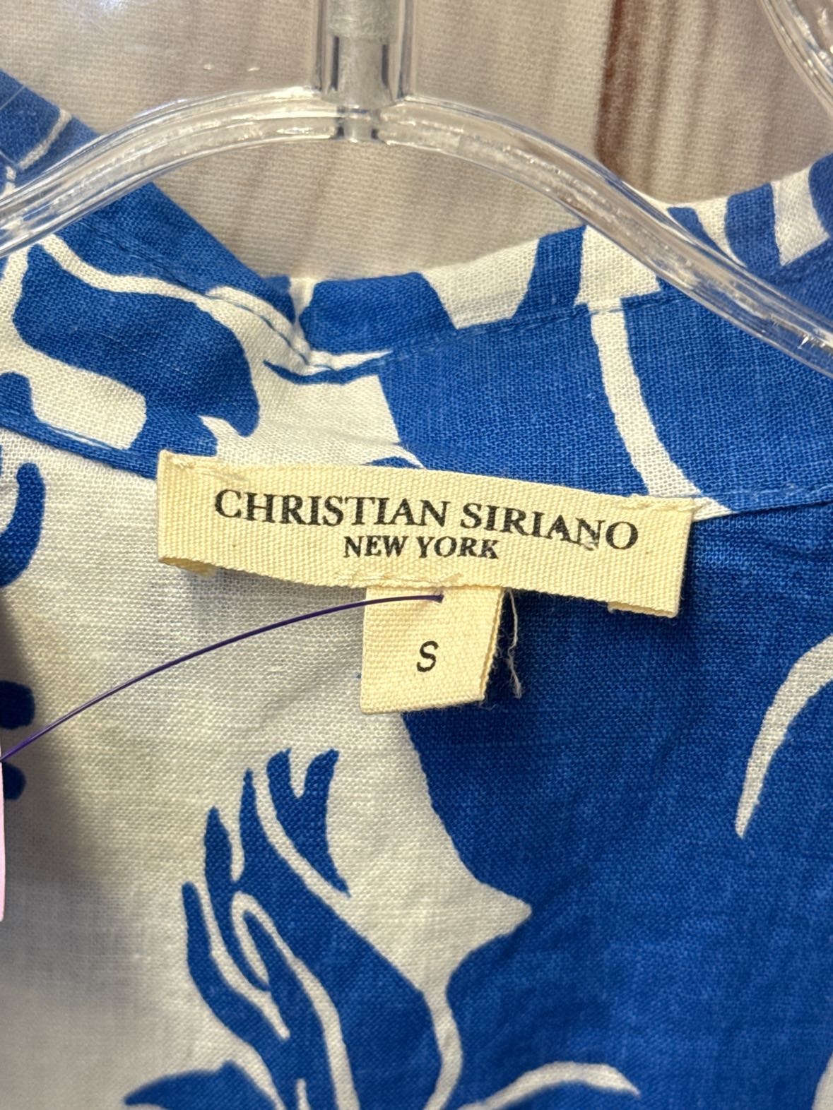 Christian Siriano Women's Size S White & Blue Short Sleeve Top