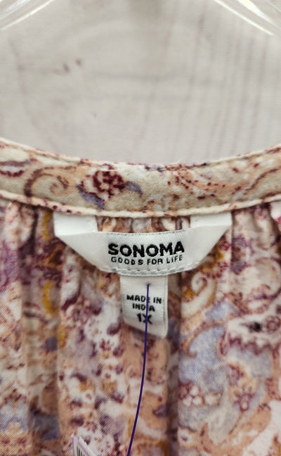 Sonoma Women's Size 1X Pink Floral Sleeveless Top