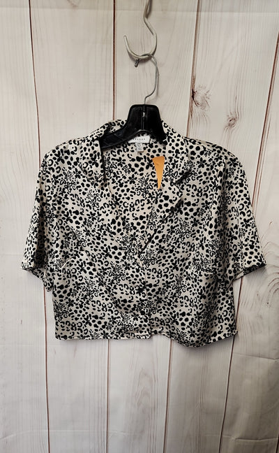 Topshop Women's Size 6 Beige Floral Short Sleeve Top