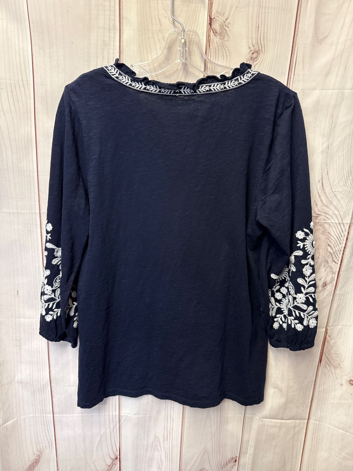 Talbots Women's Size M Petite Navy 3/4 Sleeve Top