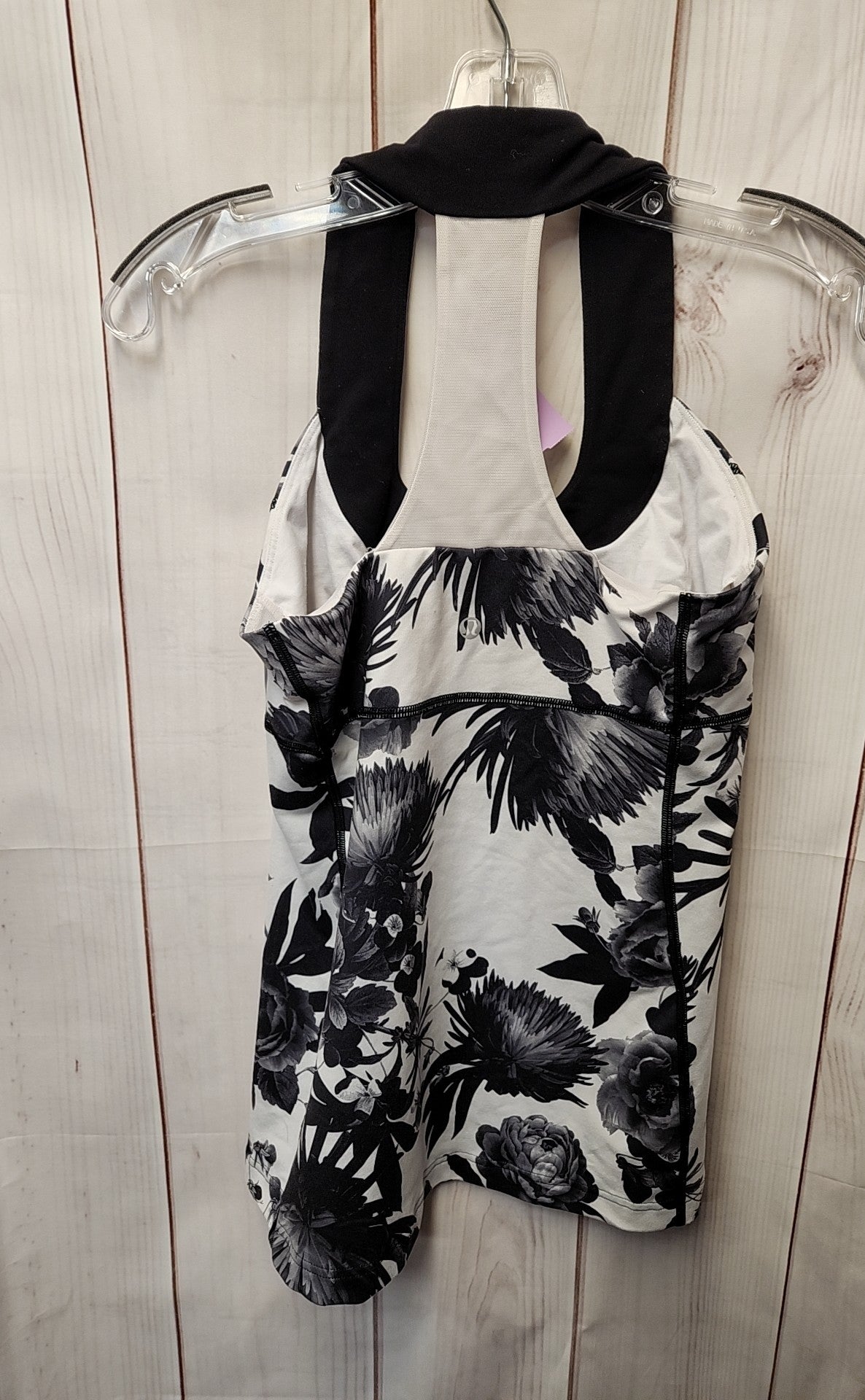 Lululemon Women's Size 8 White & Black Floral Active Top