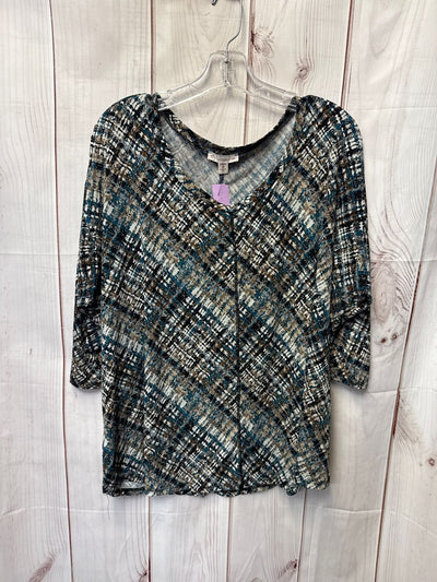 Dressbarn Women's Size 2X Blue 3/4 Sleeve Top