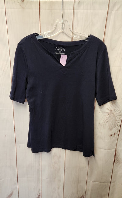 Talbots Women's Size L Petite Navy Short Sleeve Top