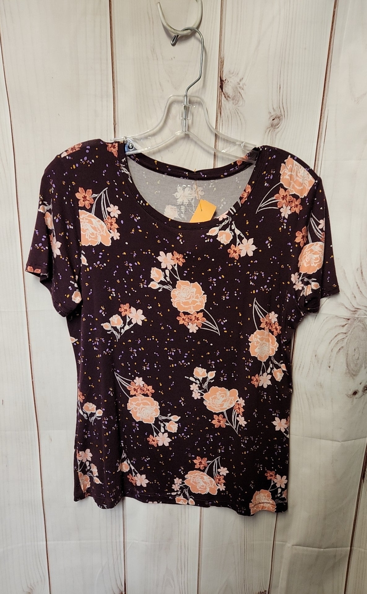 Apt 9 Women's Size S Purple Floral Short Sleeve Top