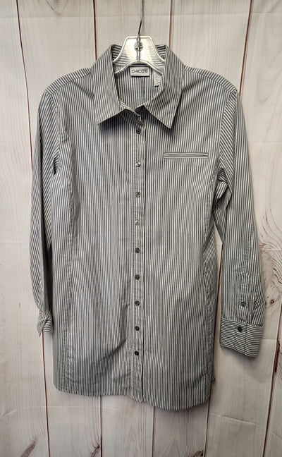 Chico's Women's Size 1=M Gray Long Sleeve Top