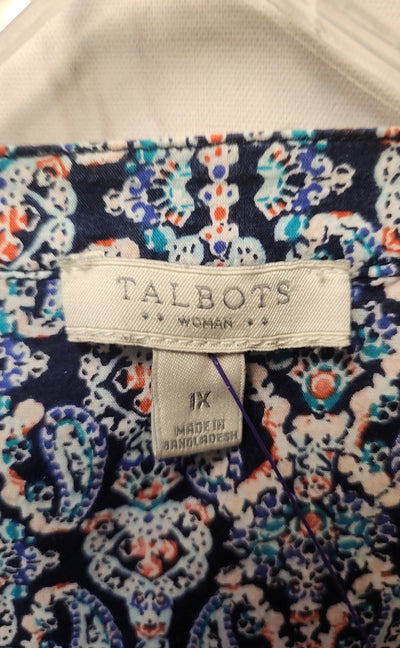 Talbots Women's Size 1X Blue 3/4 Sleeve Top