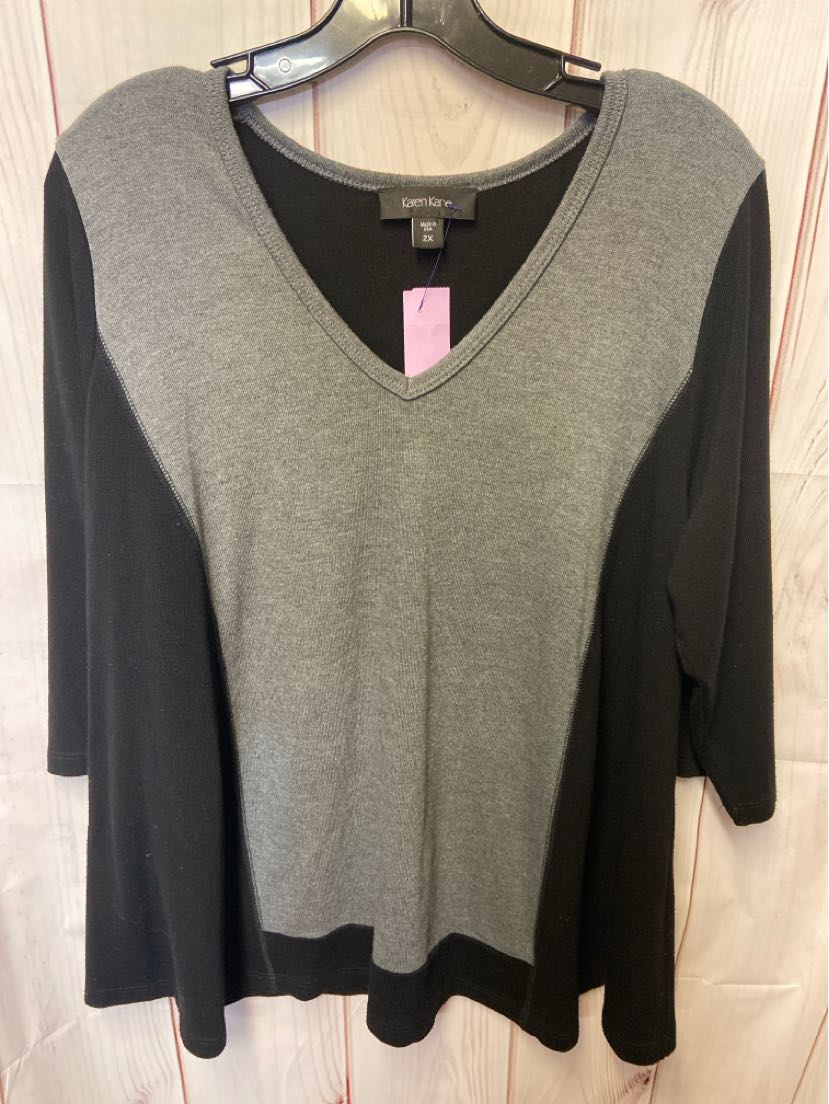 Karen Kane Women's Size 2X Gray 3/4 Sleeve Top