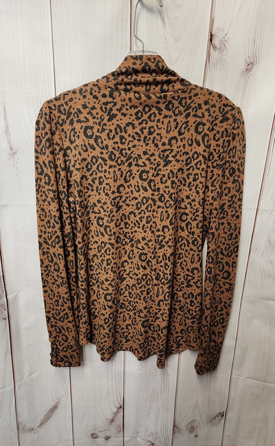 Jane & Delancey Women's Size S Brown Animal Print Long Sleeve Top