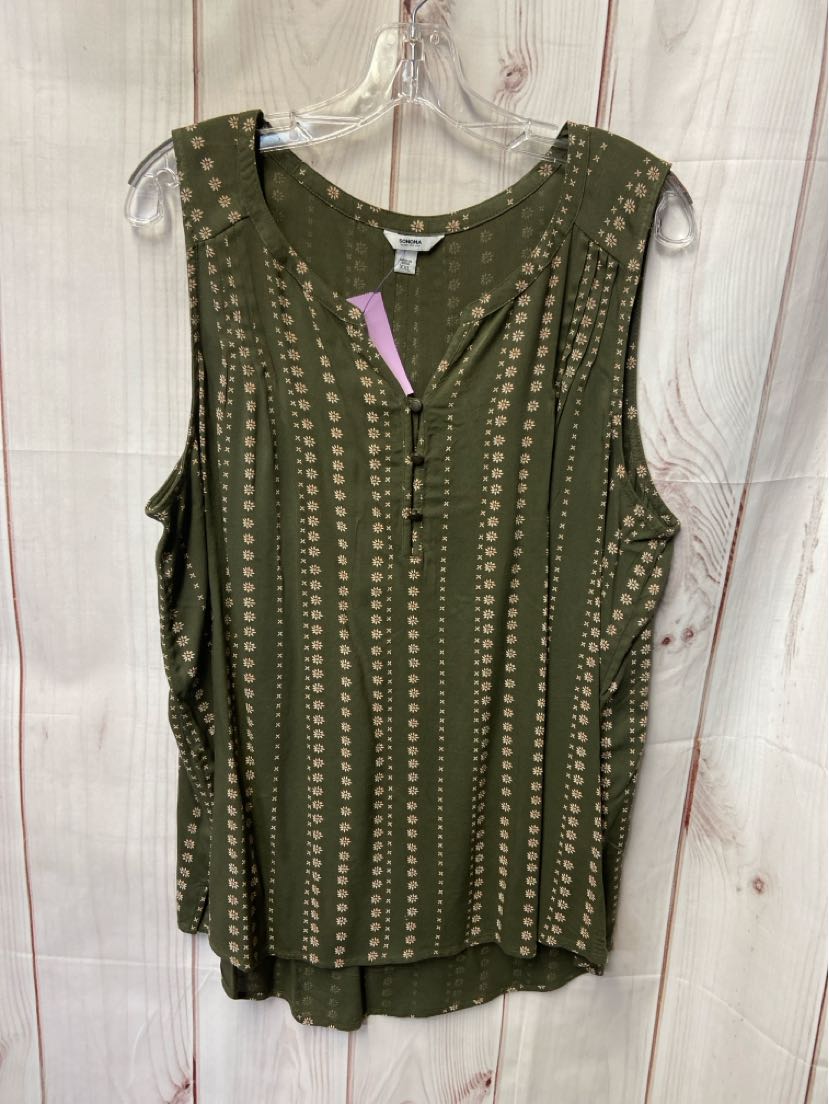 Sonoma Women's Size XXL Olive Green Sleeveless Top