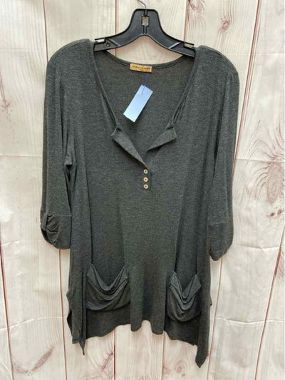 Cha Cha vente Women's Size S Gray 3/4 Sleeve Top