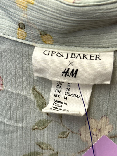 GP&J Baker X H&M Women's Size 14 Mint Floral Long Sleeve Top